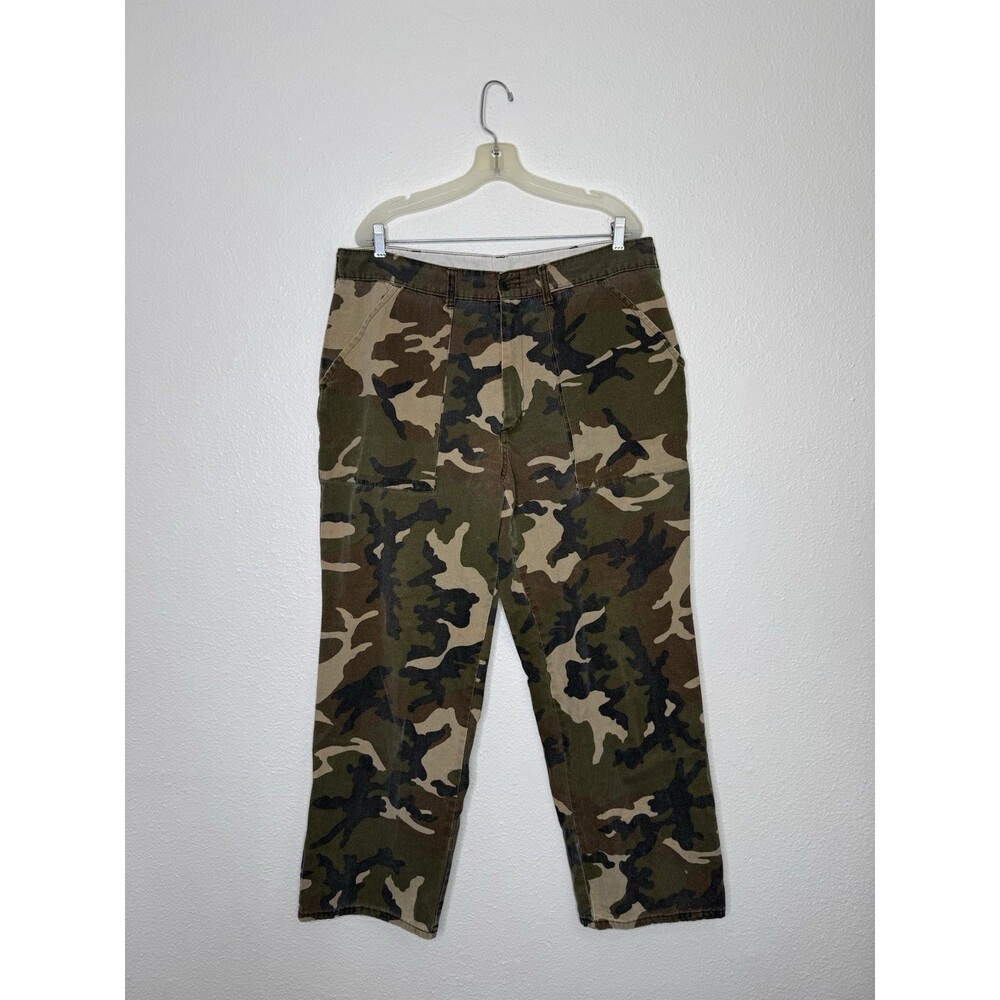Vintage Y2K Winchester Woodland Camo Pants Men's 36 Adjustable Faded *See Pics*